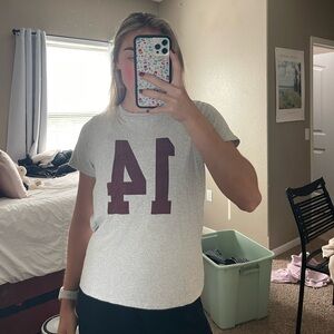 Brandy Melville Gray Tee with Maroon Graphic